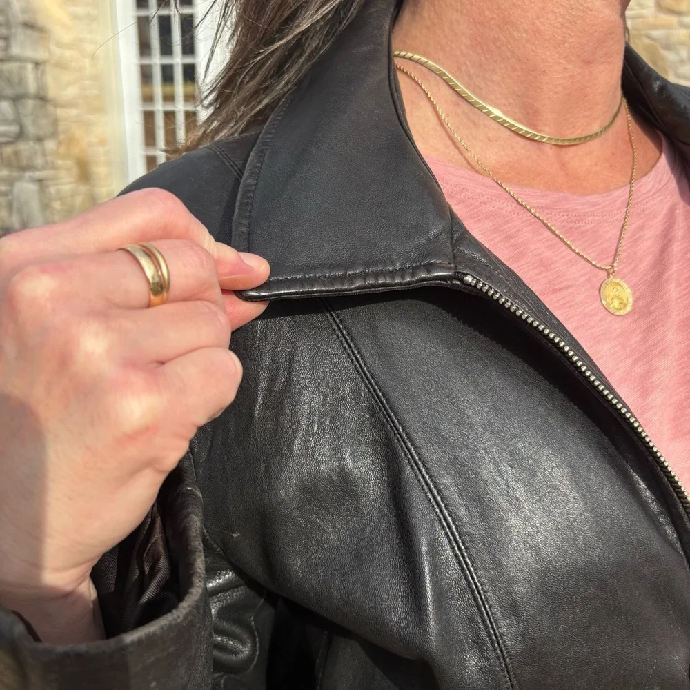 ANN TAYLOR LEATHER JACKET 12 - Picture 6 of 16